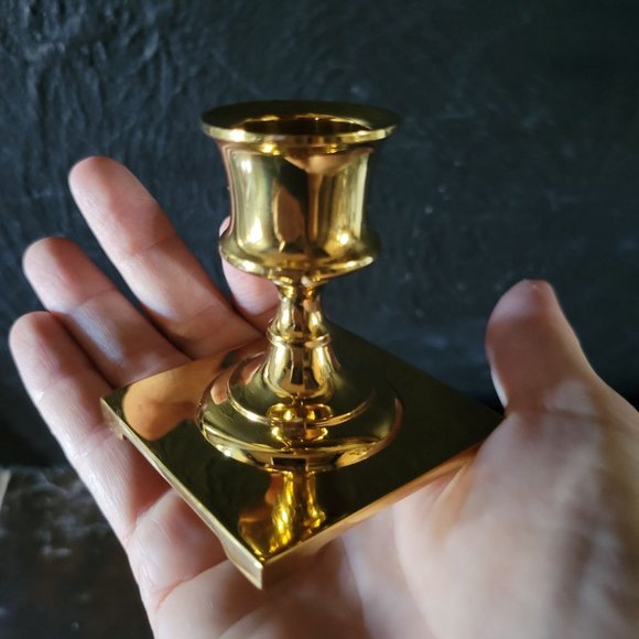 Pair of Partylite Copley Candle Holders, Small Brass Candle Holders Pedestal Bas - Picture 3 of 6